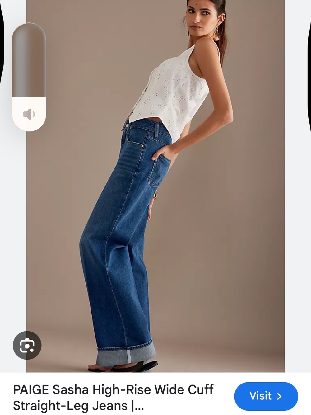 PAIGE High-Rise Wide Leg Jeans in Medium Blue Wash - Picture 3 of 6